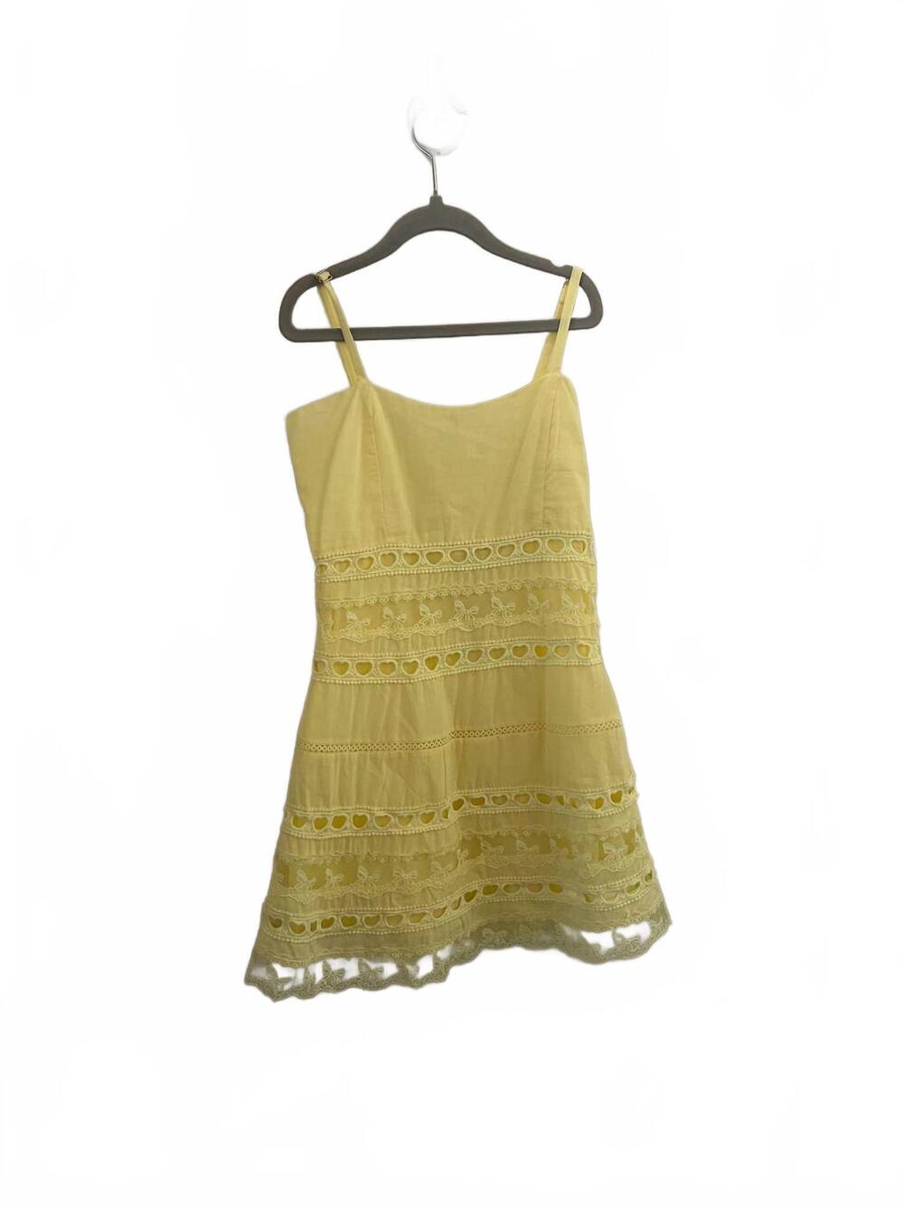 NEW THEME girl's isabella heart bow lace dress in pastel yellow